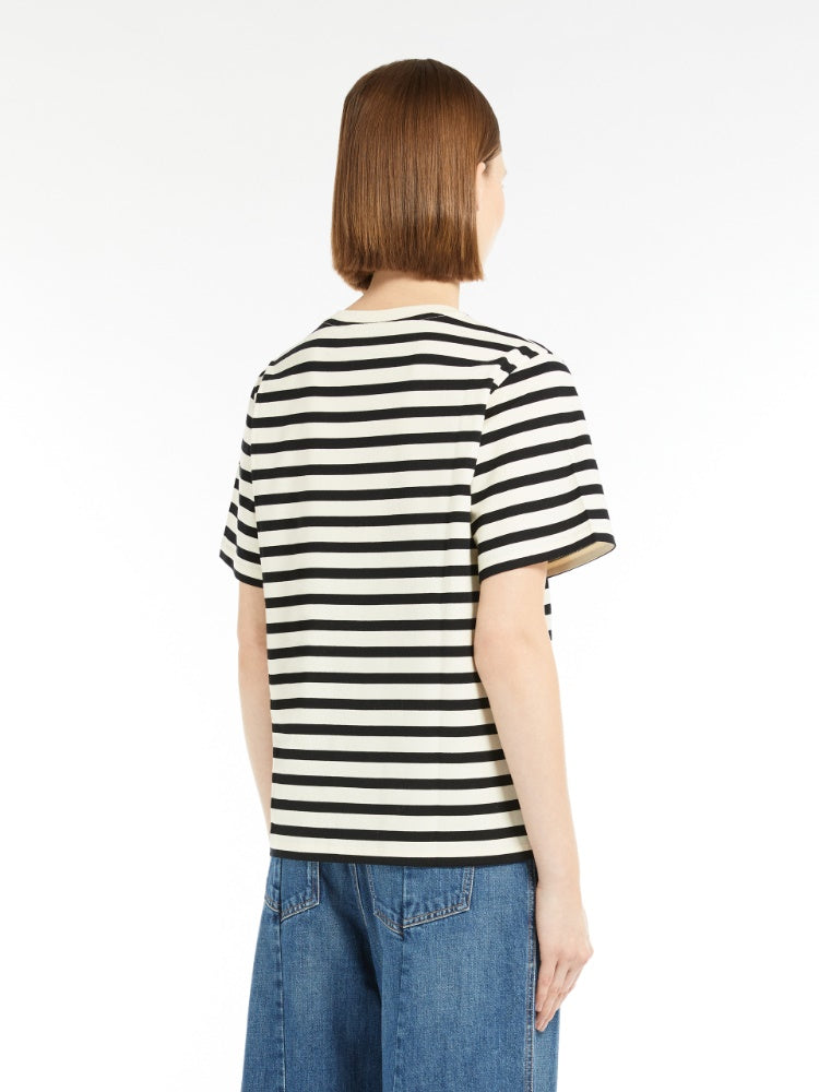 navy pinstripes crew-neck T-shirt