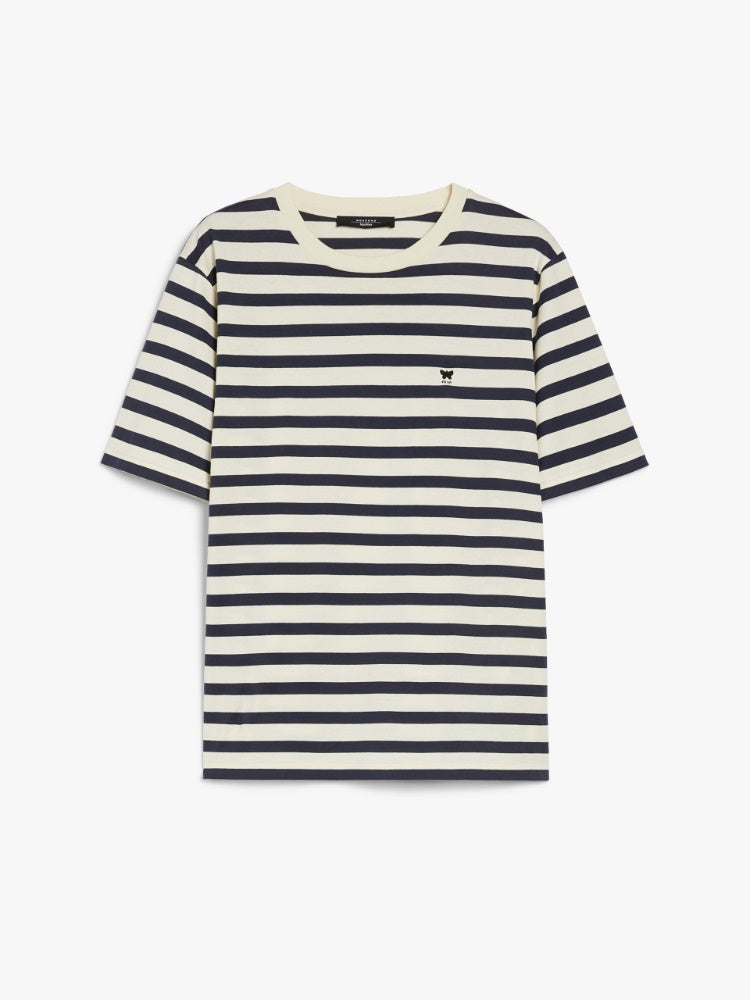 navy pinstripes crew-neck T-shirt