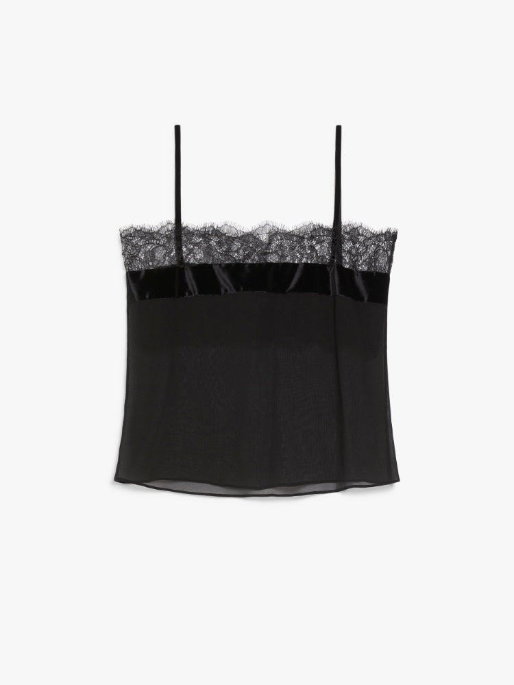 black chantilly lace top