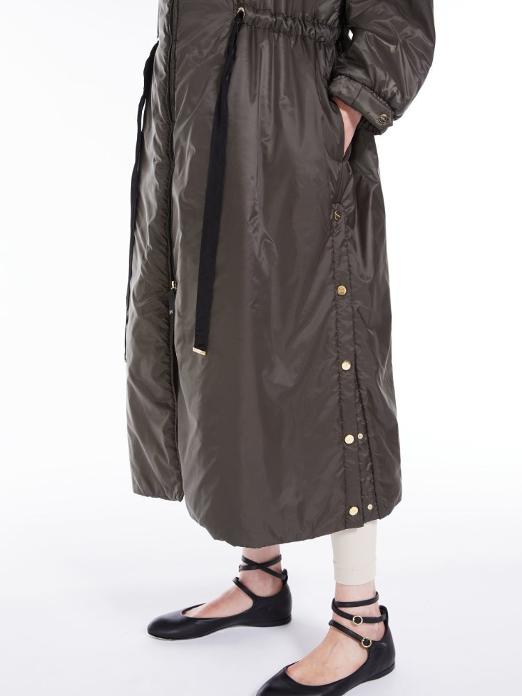 kaki long water-repellent parka