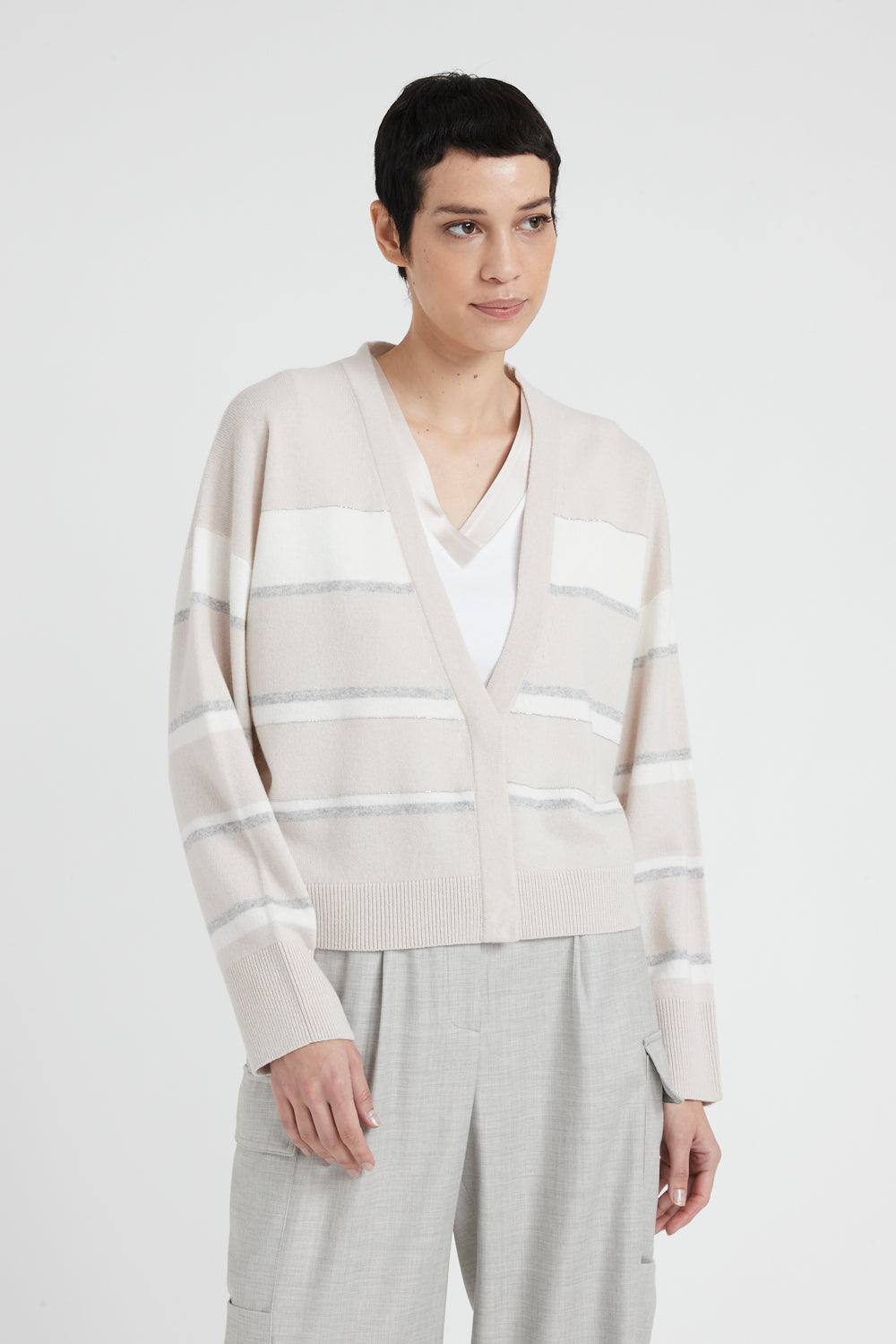 pearl beige tricot cardigan