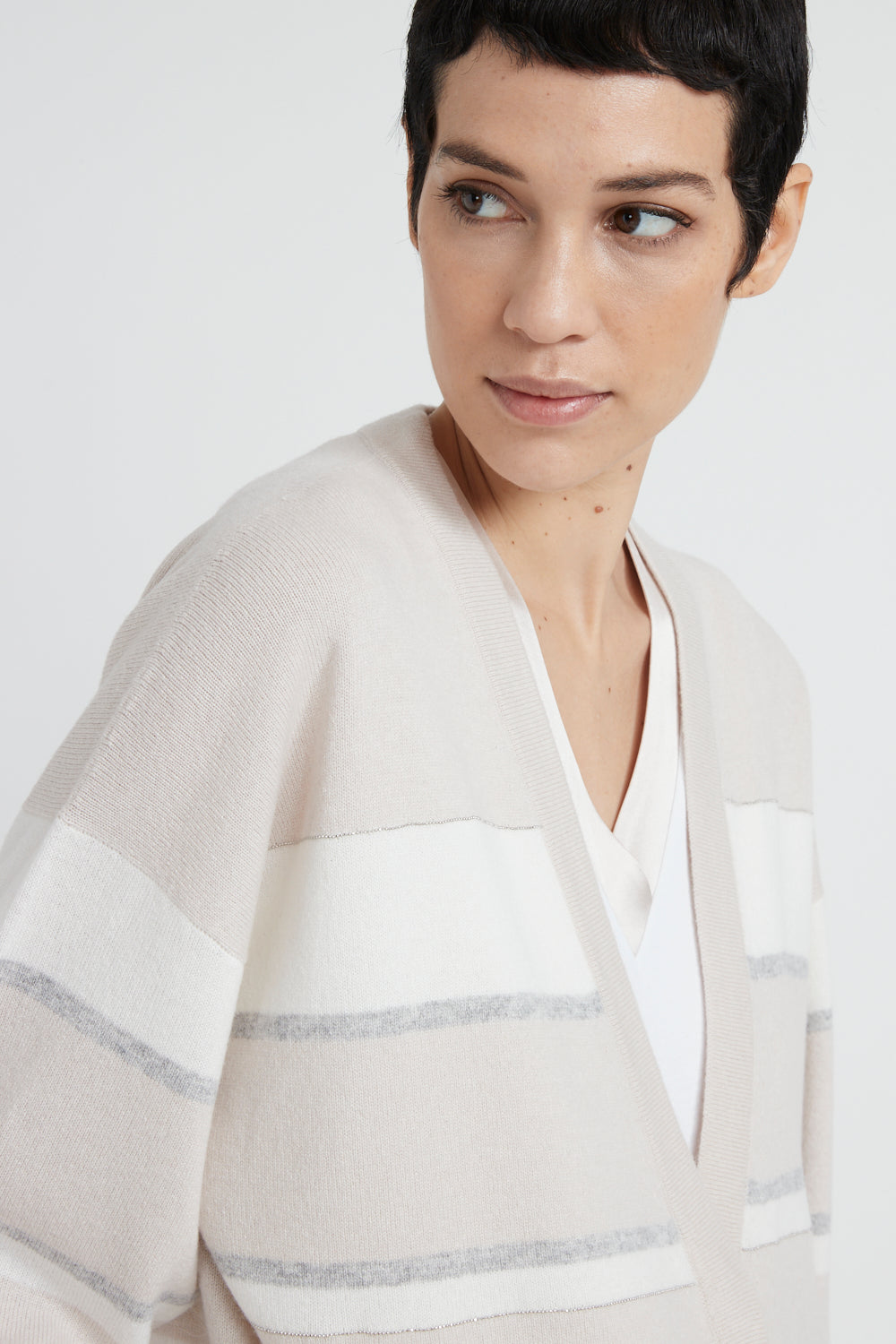 pearl beige tricot cardigan