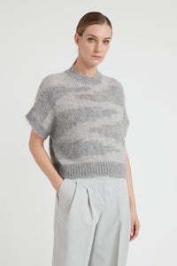 fog gray tricot knit sweater