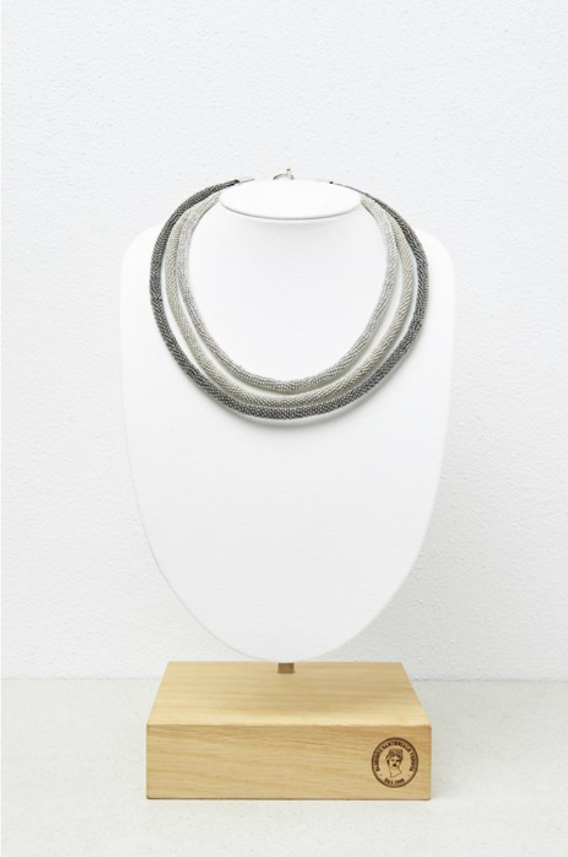 gray tubular choker necklace