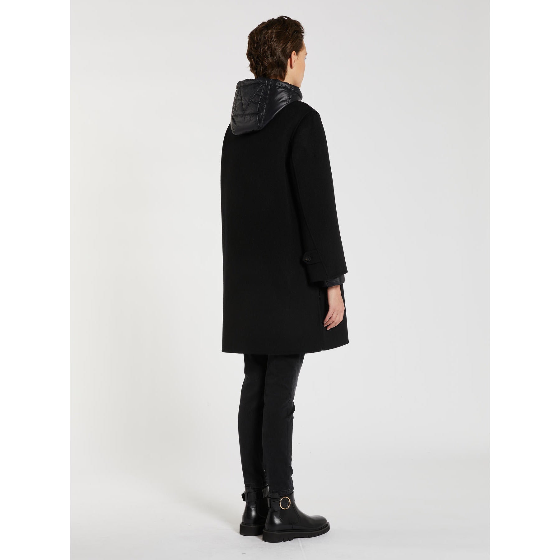 reversible black long short coat