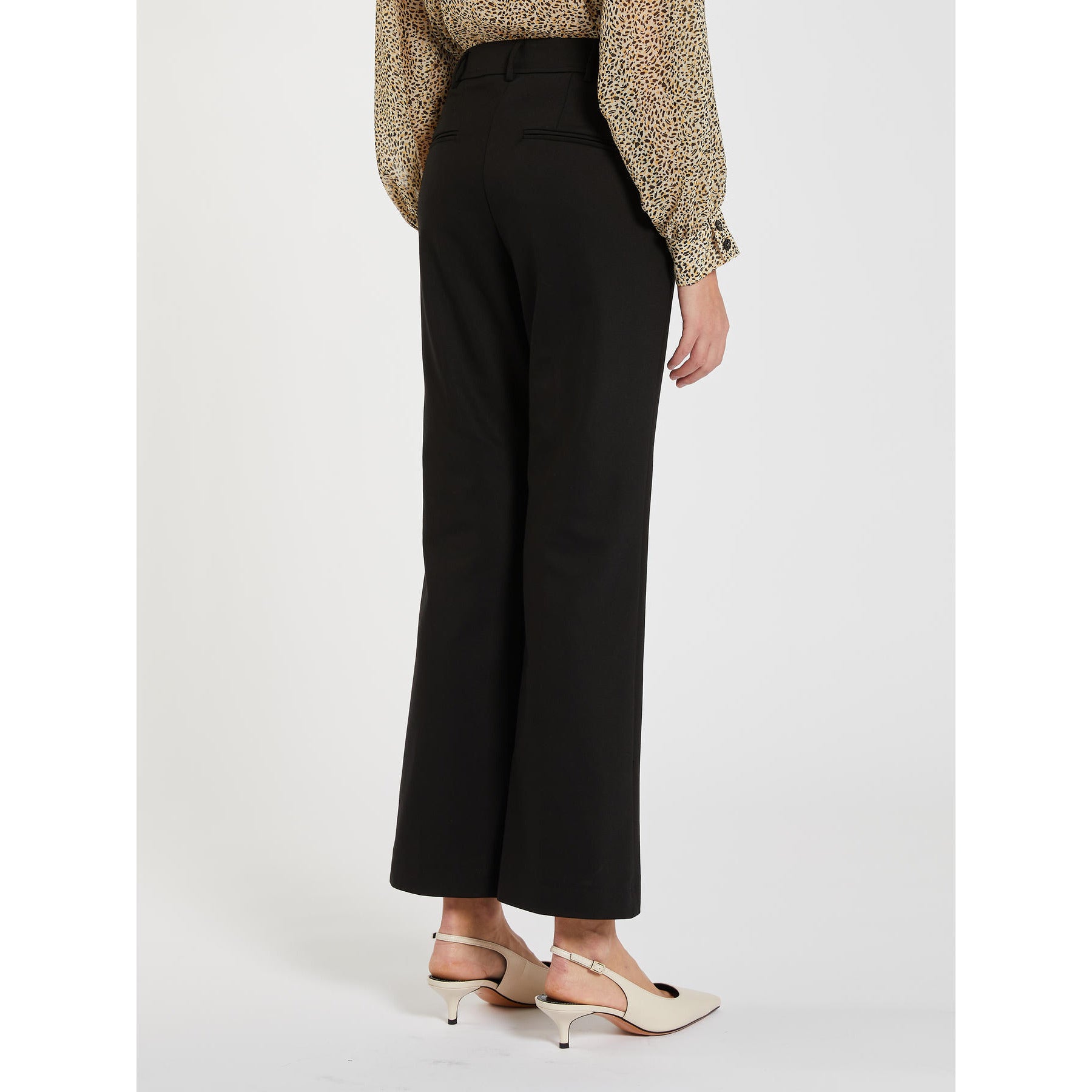 black flared trousers