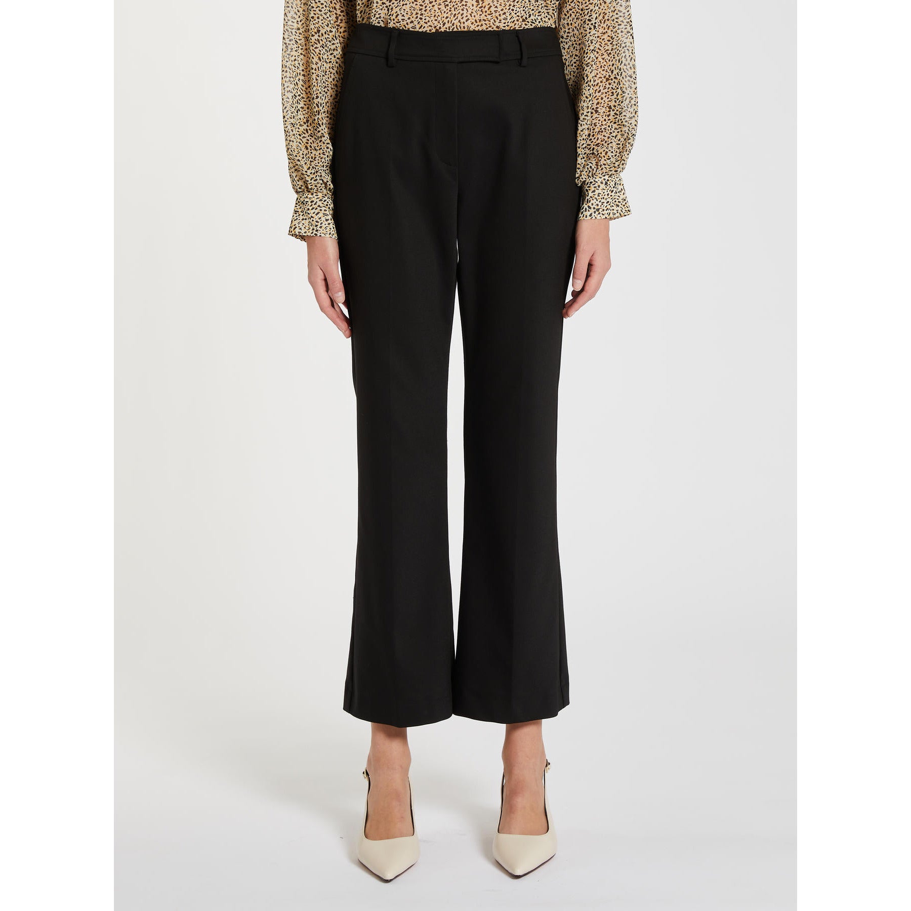 black flared trousers