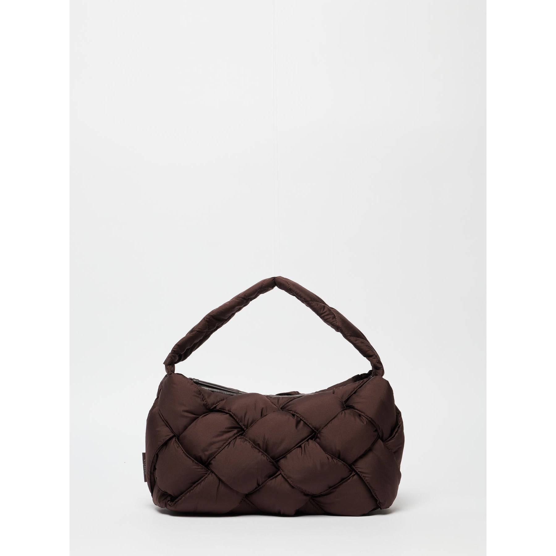 dark brown woven bag