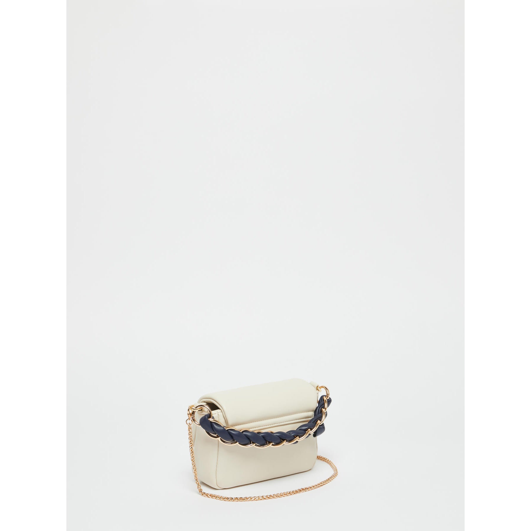 white flapover bag