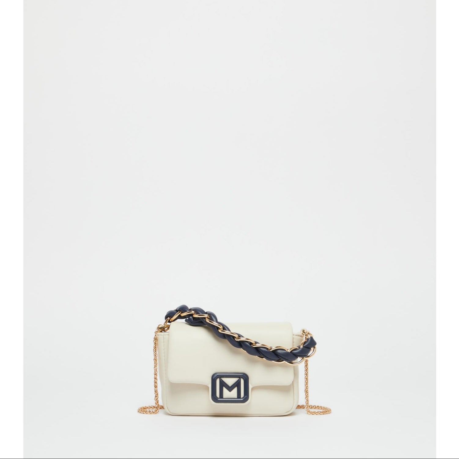 white flapover bag