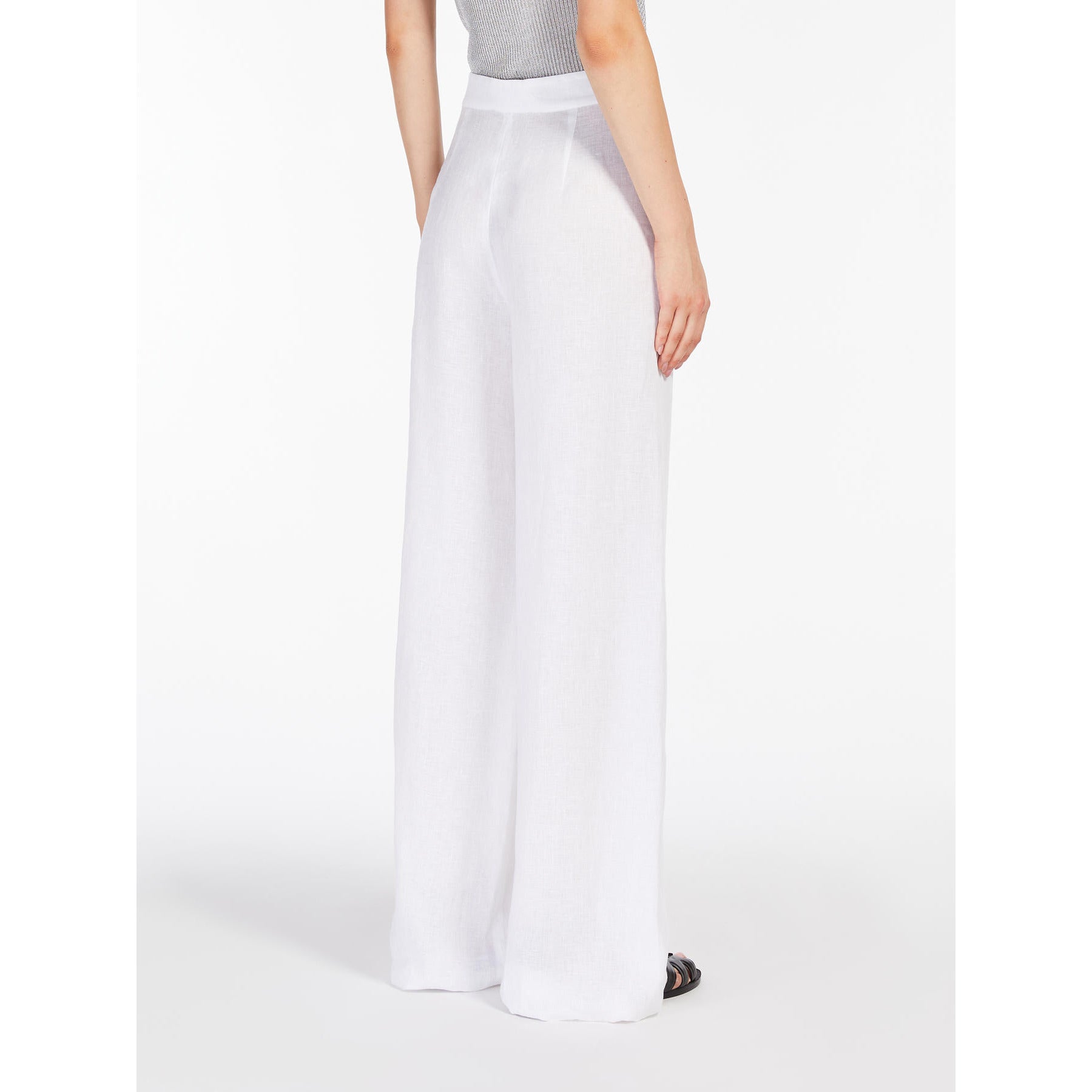 white pure linen trousers