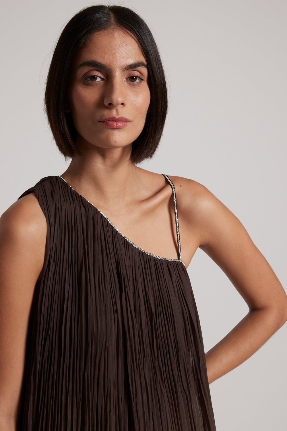 ebony Long one-shoulder dress