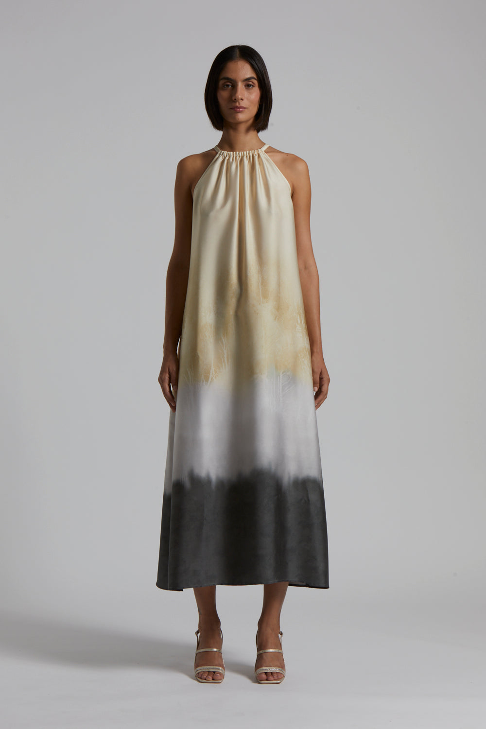 quartz sand degradè printed dress