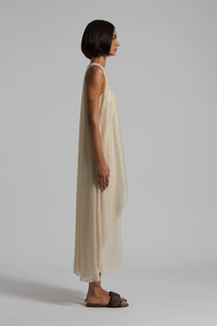 almond white long dress