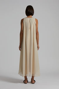 almond white long dress