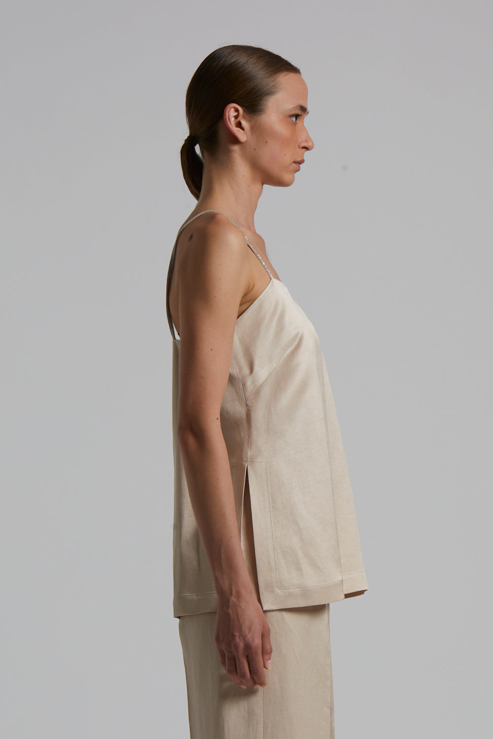 amber beige linen top