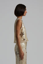 Carregar imagem no visualizador da galeria, woman printed sequin on lurex net top
