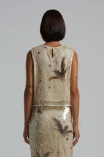 Carregar imagem no visualizador da galeria, woman printed sequin on lurex net top
