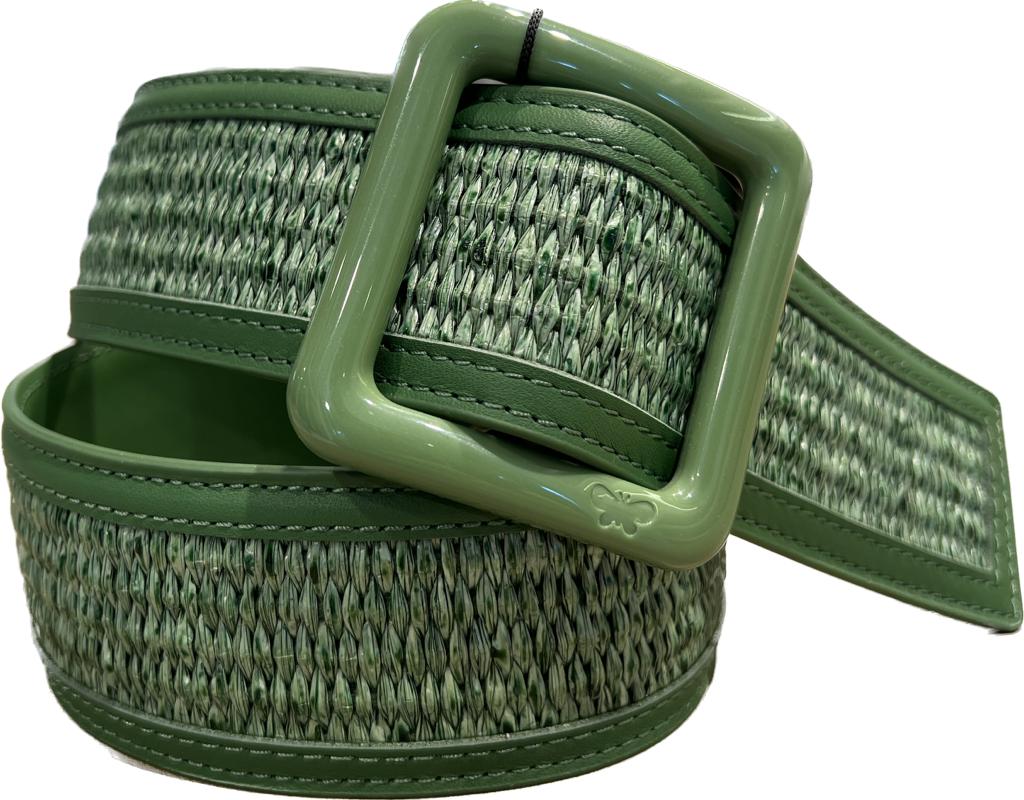 green leather belt