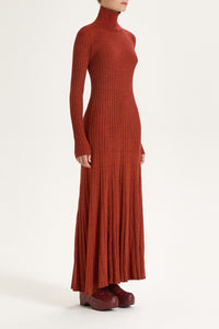 red merinos ribbed blend dress