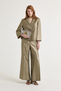 gold linen pants