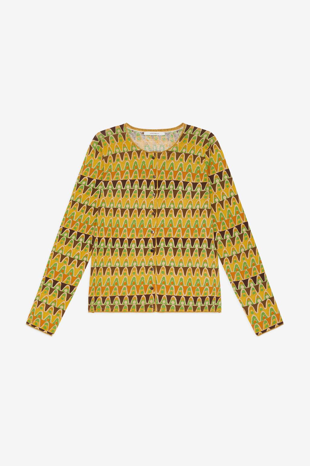 yellow all-over printed cotton cardigan