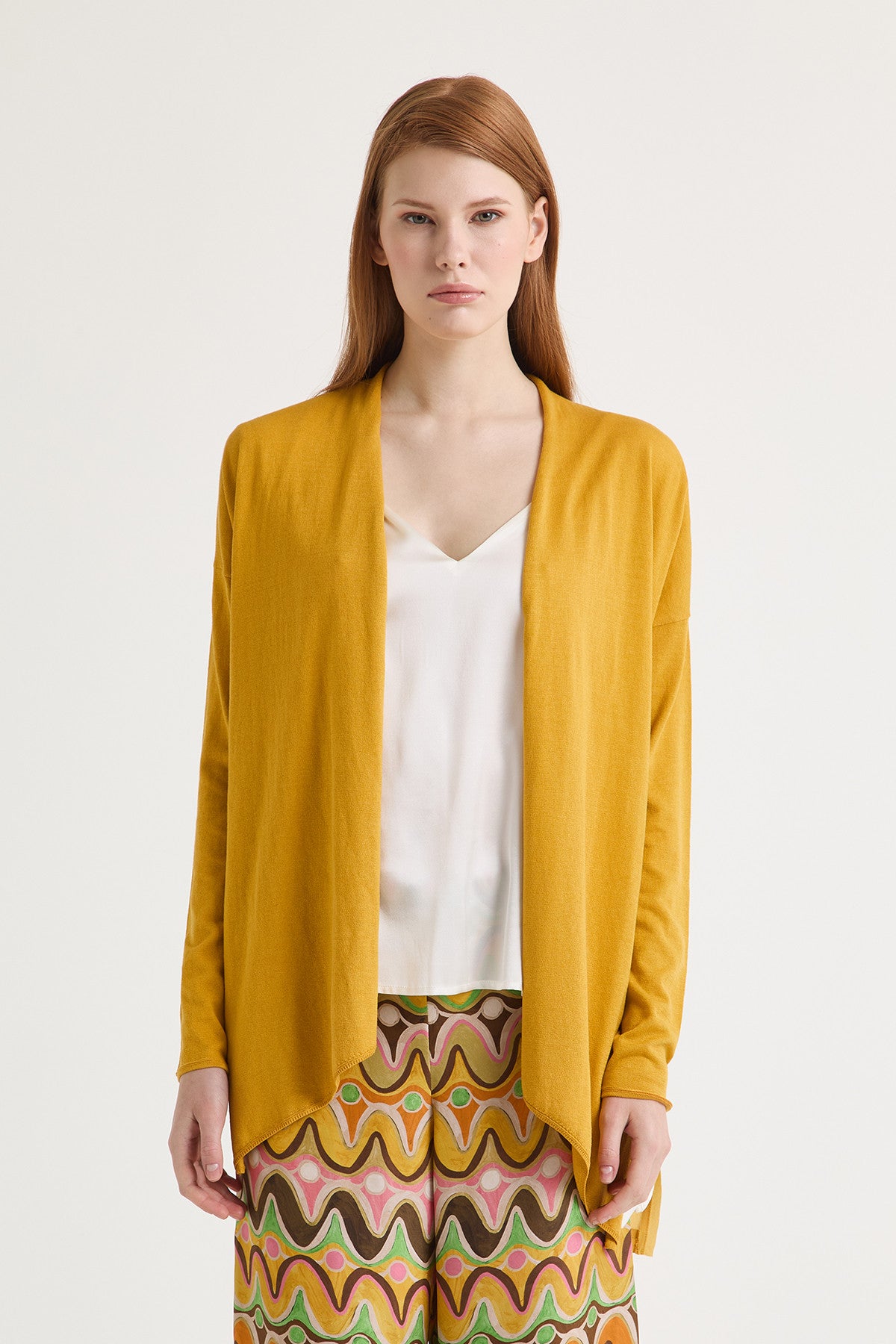 yellow modern look cardigan