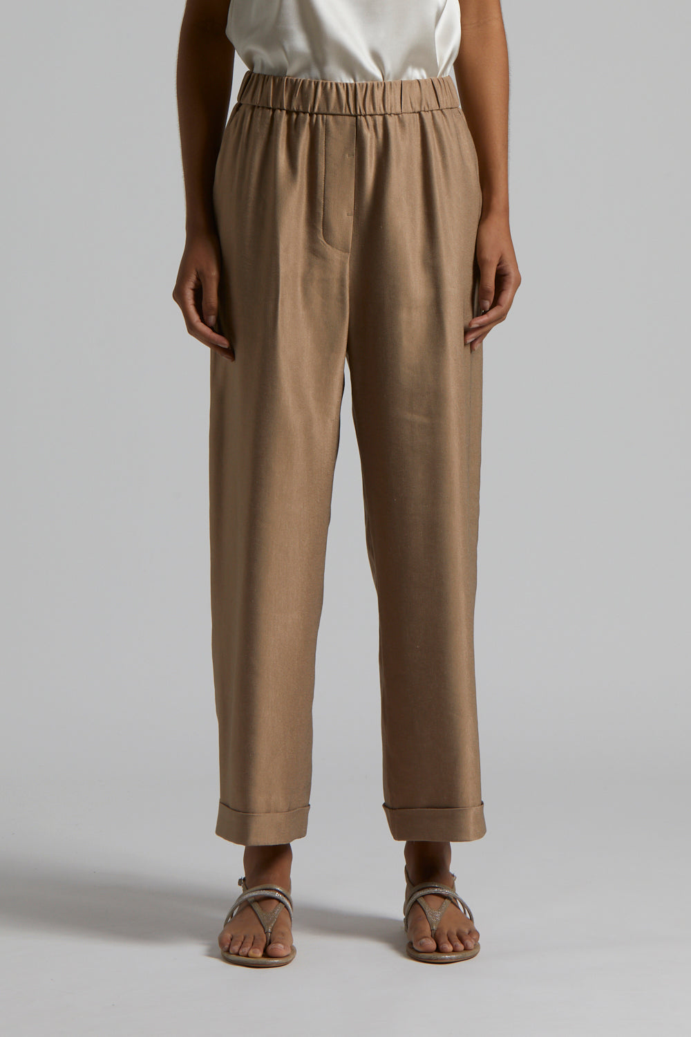 cappucino pant with elastic waistband