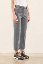 Carregar imagem no visualizador da galeria, grey slate stretch cotton denim twill pants
