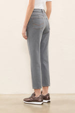 Carregar imagem no visualizador da galeria, grey slate stretch cotton denim twill pants
