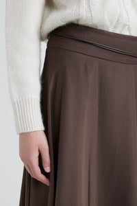 walnut flared long skirt