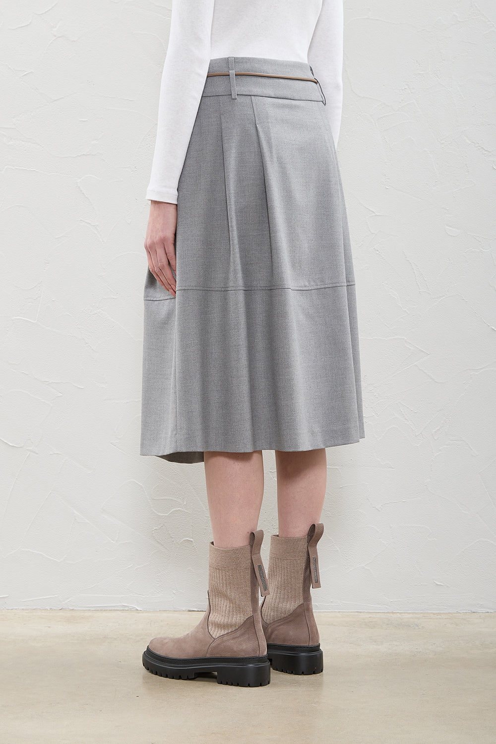 light grey midi skirt