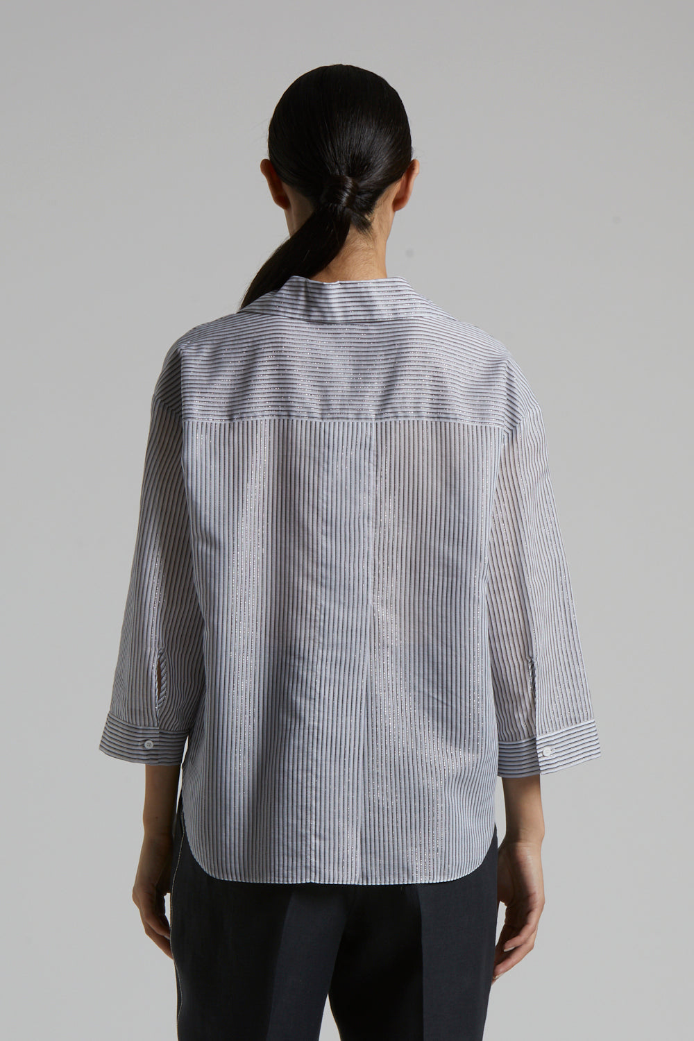 space blue silk woman shirt