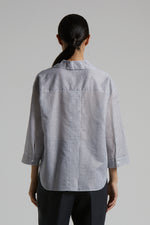 Load image into Gallery viewer, space blue silk woman shirt
