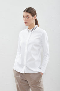 white cotton popeline shirt