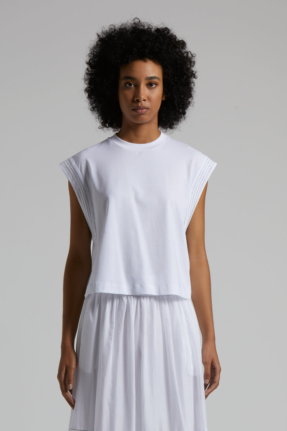 light white Sleeveless T-shirt