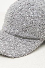 Load image into Gallery viewer, graphite Eco-fur baseball cap with sequins
