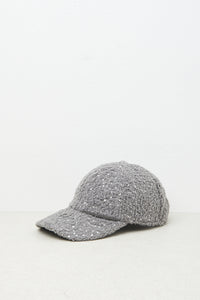 graphite Eco-fur baseball cap with sequins