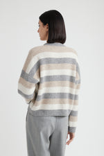 Load image into Gallery viewer, granite stripes pattern knitted sweater
