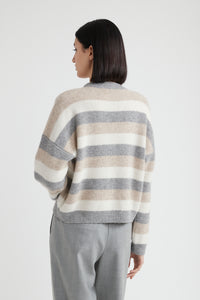 granite stripes pattern knitted sweater