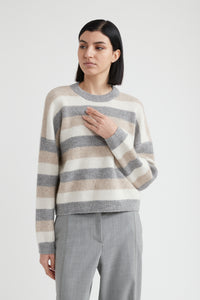 granite stripes pattern knitted sweater