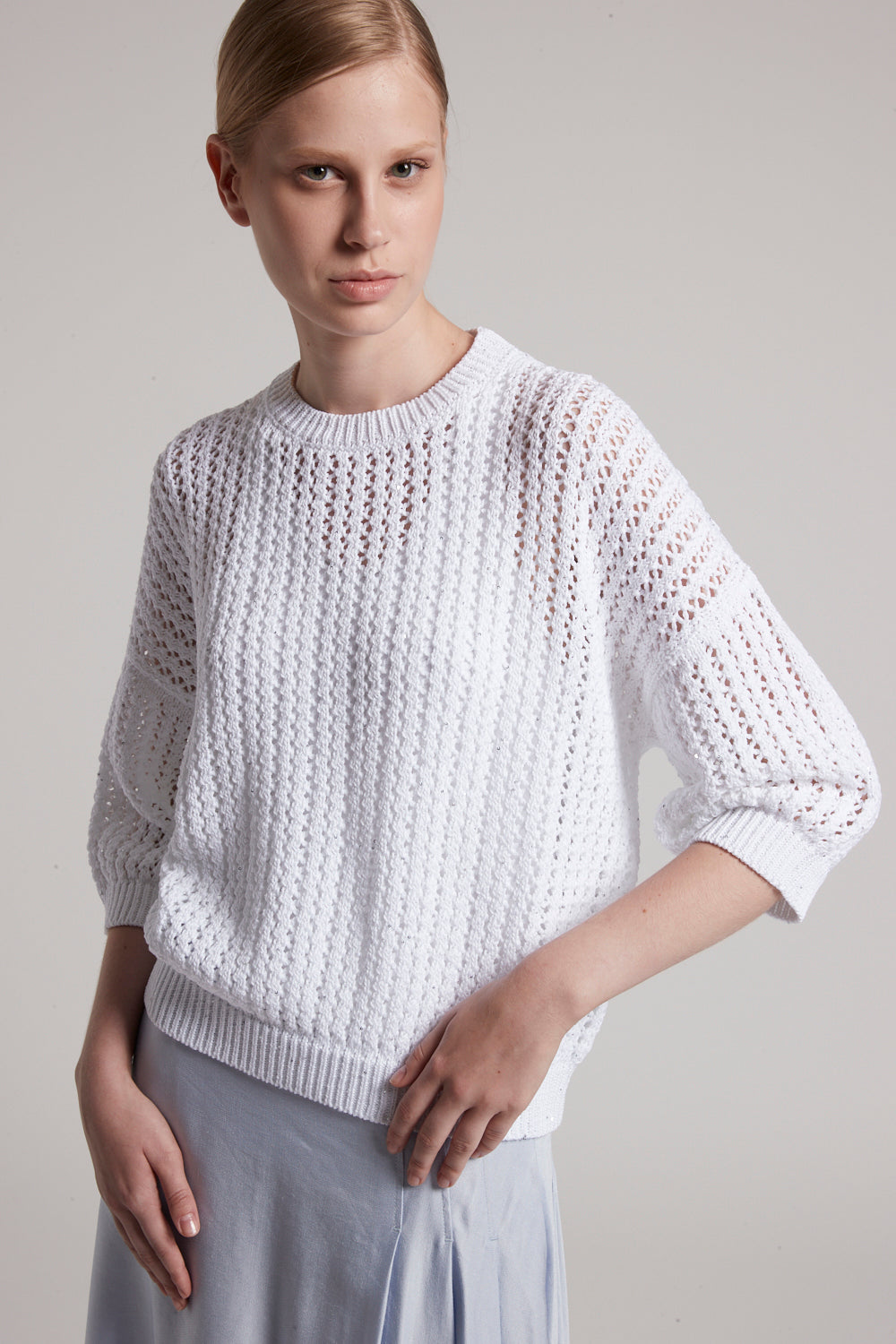 pure white knit sweater