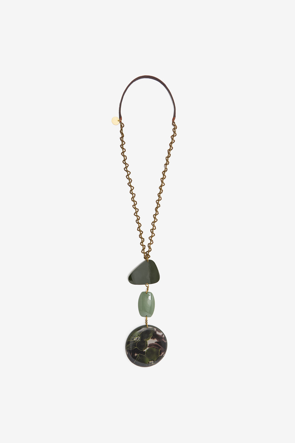 green & brown watercolor necklace