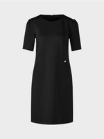 Load image into Gallery viewer, accentuated shoulder black dress
