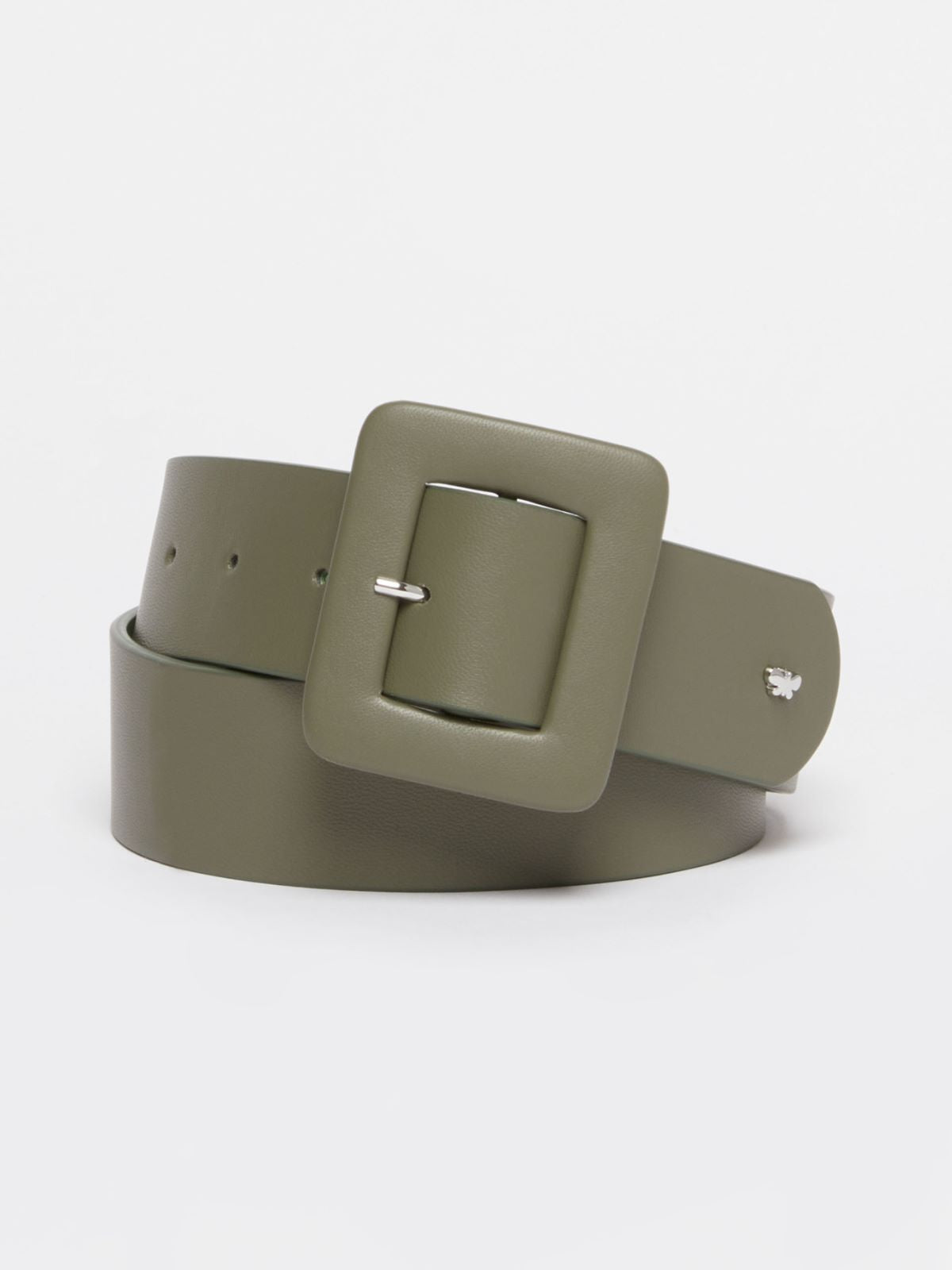 kaki nappa leather belt