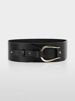 Load image into Gallery viewer, black wide leather belt
