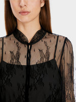 Load image into Gallery viewer, black blouse made from voile lace
