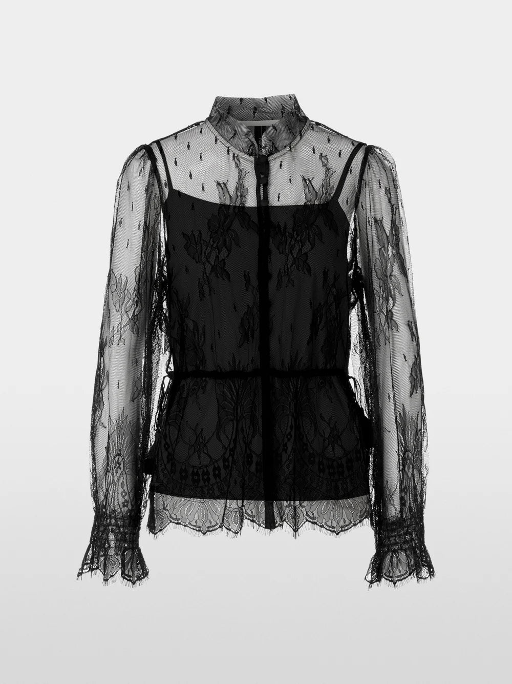 black blouse made from voile lace