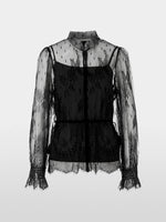 Load image into Gallery viewer, black blouse made from voile lace
