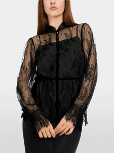 black blouse made from voile lace